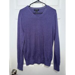 Banana Republic Luxury Silk Cotton Cashmere V-Neck Sweater Mens Large Purple